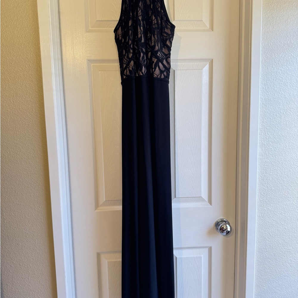 Vintage Black Lace Bodice Maxi Dress